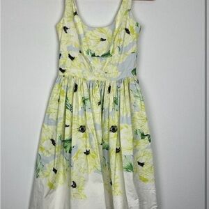 French Connection Floral Dress in Yellow and Cream